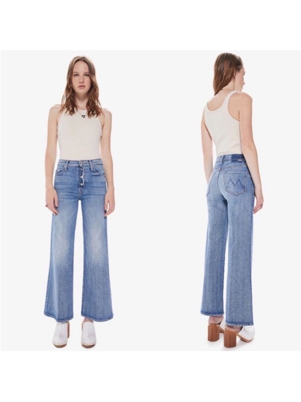 MOTHER Light Blue High-Rise Wide-Leg Jeans